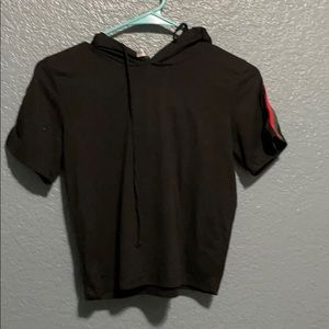 Black crop top with a hodie